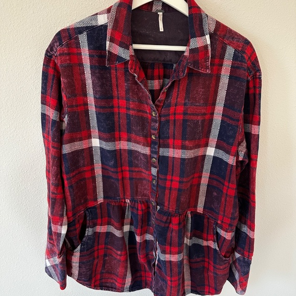 Free People Easy Street Plaid Shirt Size L - Picture 8 of 8